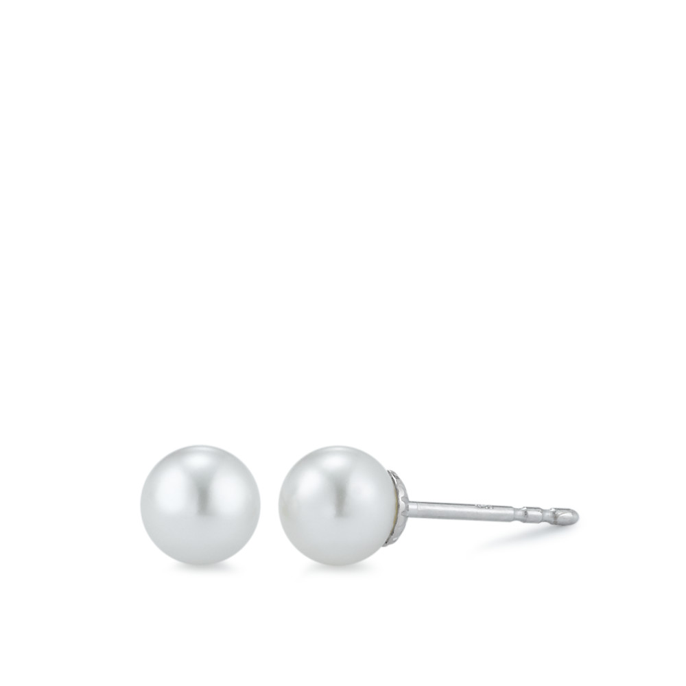 Clous d'oreilles Or blanc 750/18 K perle d'eau douce-558101