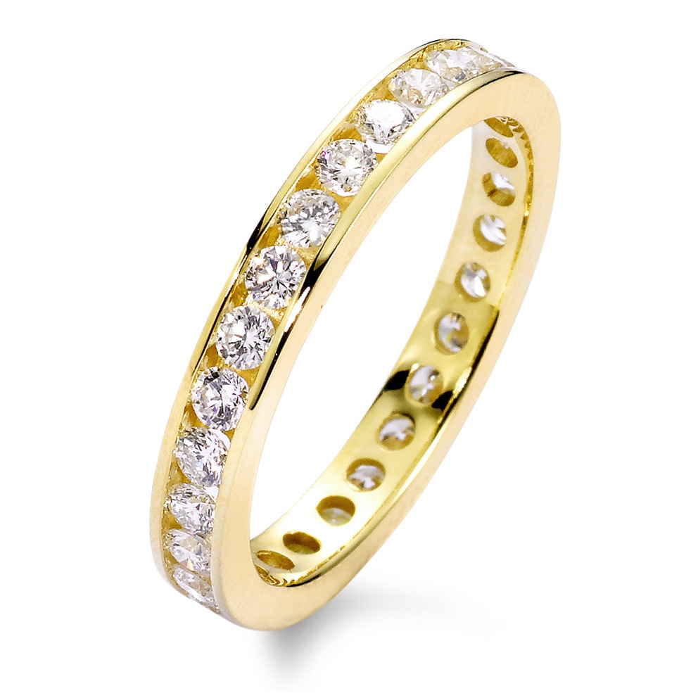 Memory Ring 750/18 K Gelbgold Diamant weiss, 1 ct, 33 Steine, Brillantschliff, w-si-558209