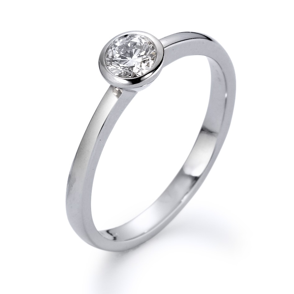 Solitär Ring 750/18 K Weissgold Diamant weiss, 0.25 ct, Brillantschliff, w-si-558243