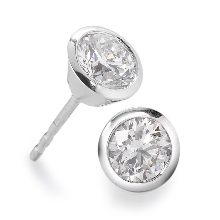 Clous d'oreilles Or blanc 750/18 K Diamant blanc, 0.35 ct, 2 Pierres, brillant, w-si Ø5 mm-558260