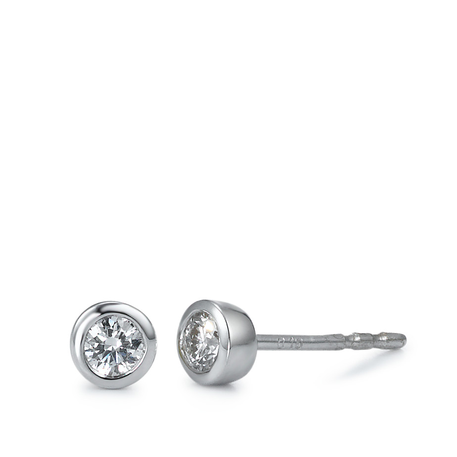 Clous d'oreilles Or blanc 750/18 K Diamant blanc, 0.20 ct, 2 Pierres, brillant, w-si Ø4.5 mm-558285