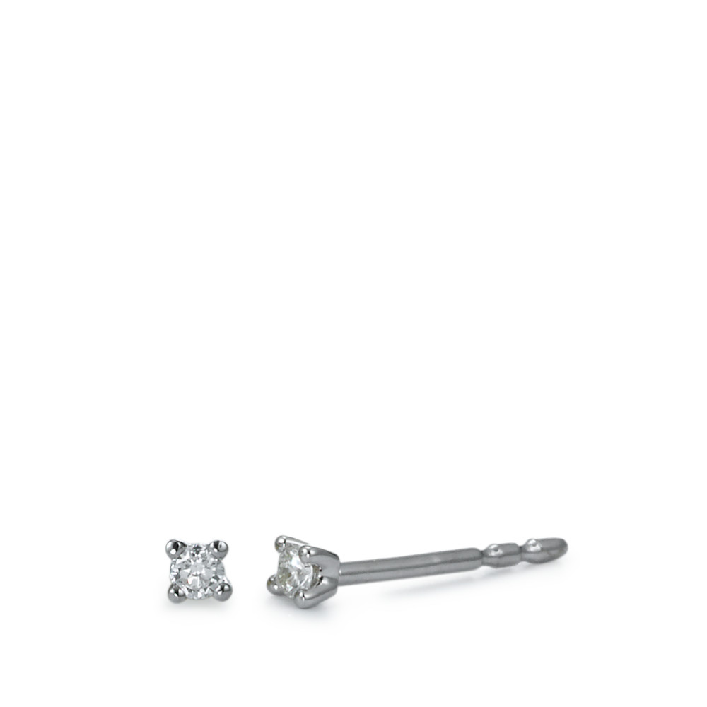 Clous d'oreilles Or blanc 750/18 K Diamant blanc, 0.05 ct, 2 Pierres, brillant, w-si Ø2 mm-558309