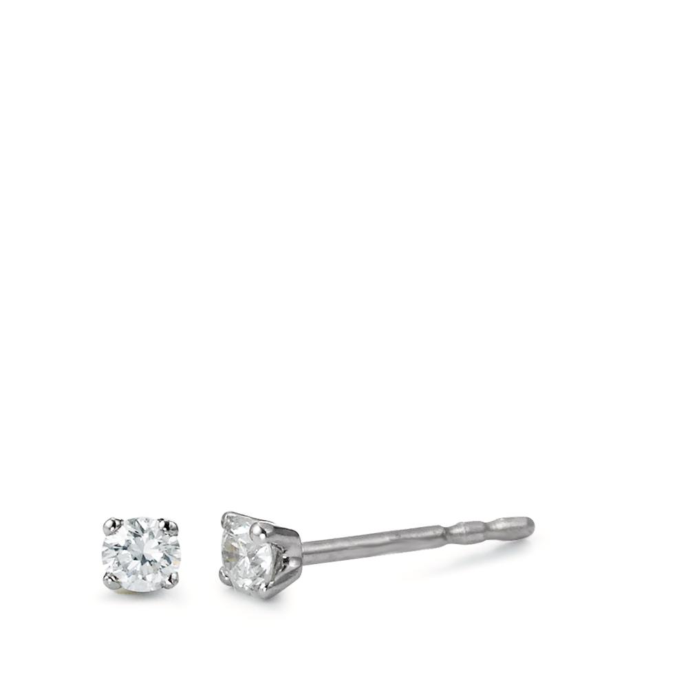 Clous d'oreilles Or blanc 750/18 K Diamant blanc, 0.15 ct, 2 Pierres, brillant, w-si Ø2.5 mm-558311