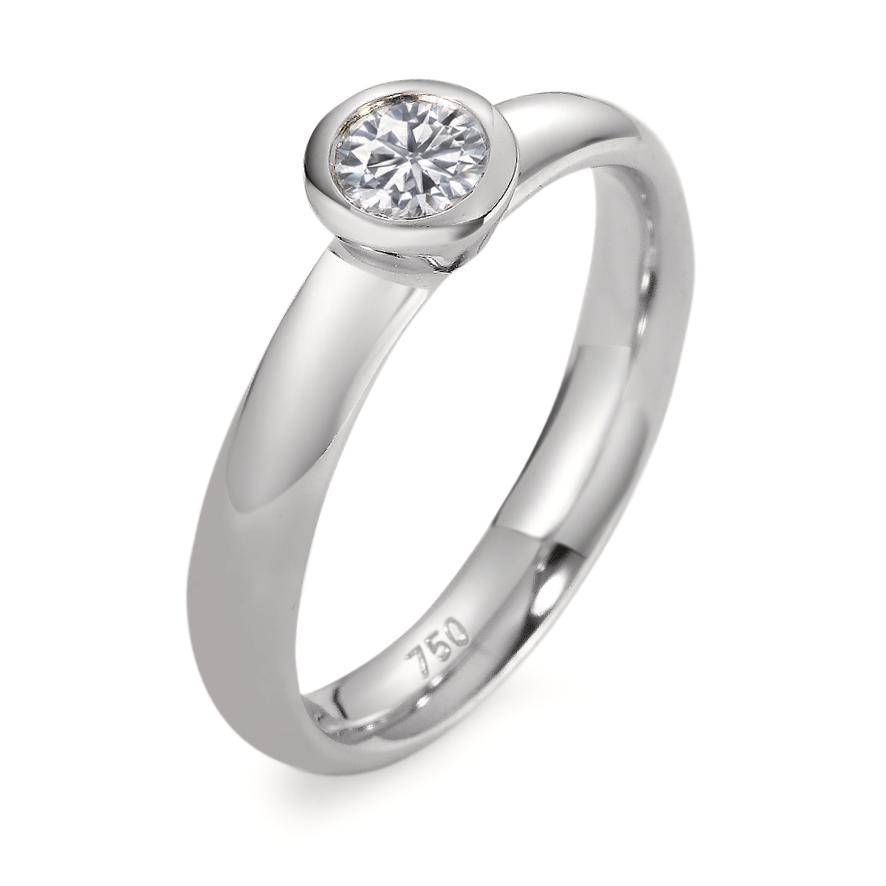 Solitär Ring 750/18 K Weissgold Diamant weiss, 0.25 ct, si rhodiniert-561397