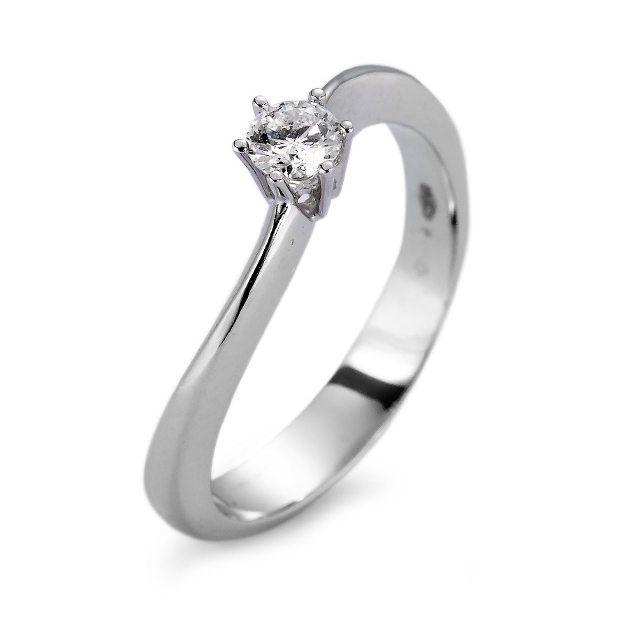 Solitär Ring 750/18 K Weissgold Diamant weiss, 0.20 ct, si rhodiniert-561402