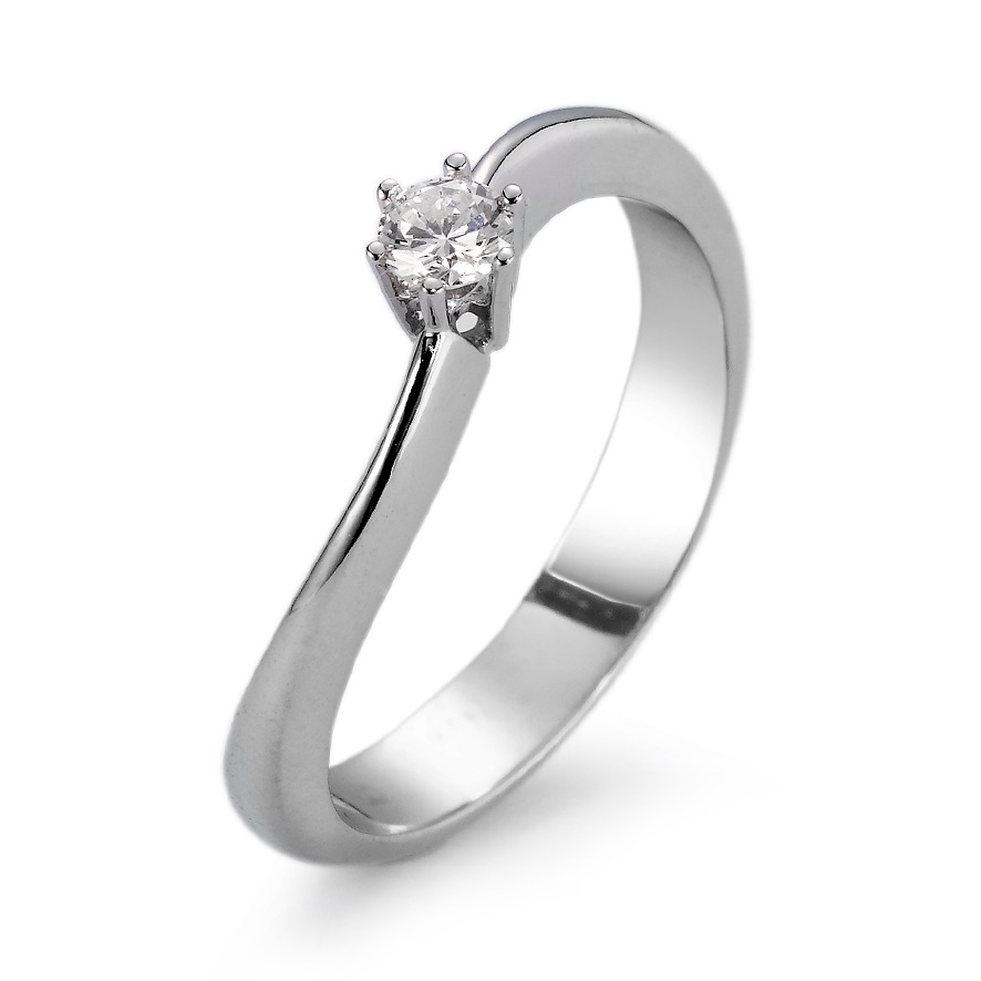 Solitär Ring 750/18 K Weissgold Diamant weiss, 0.15 ct, si rhodiniert-561403