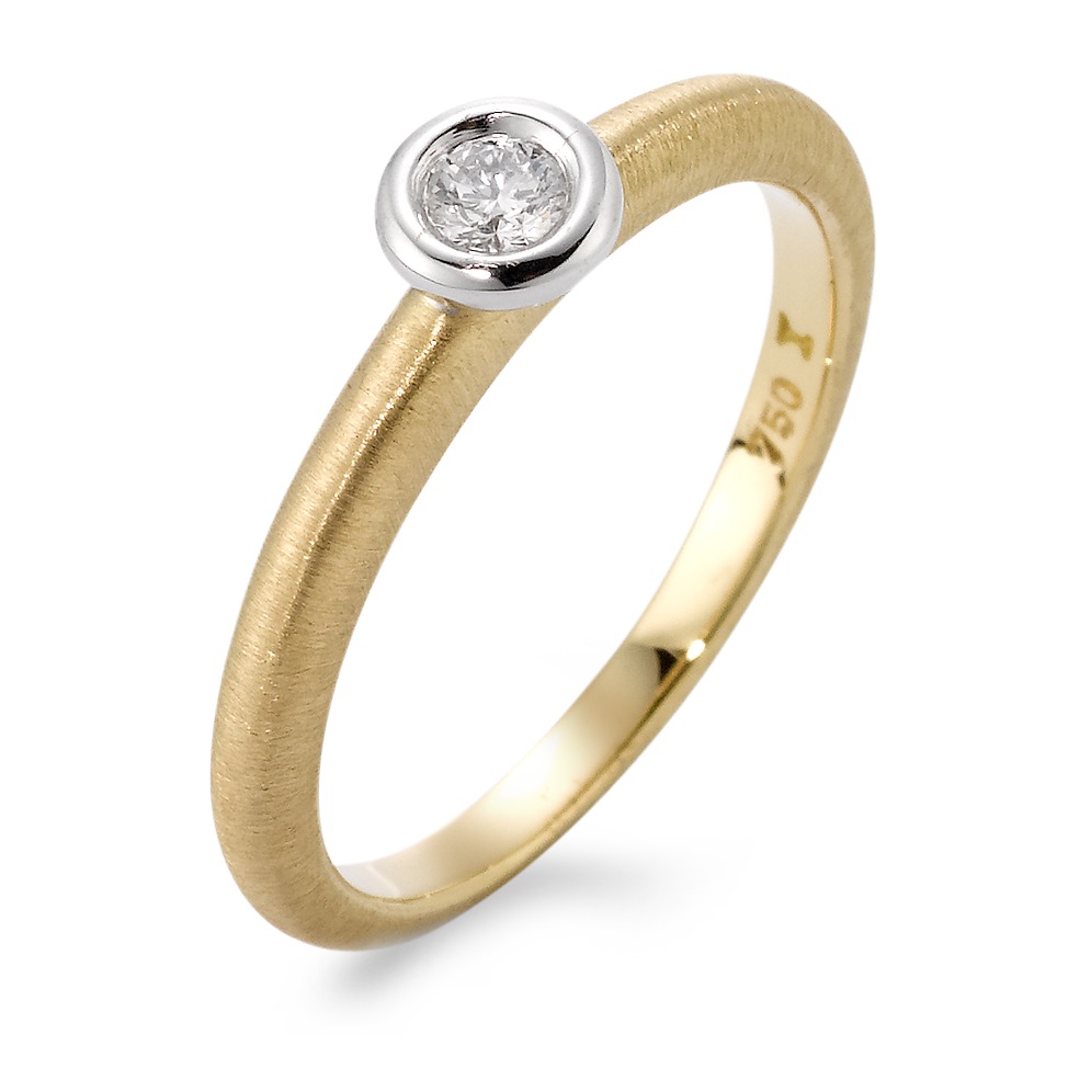 Solitär Ring 750/18 K Gelbgold, 750/18 K Weissgold Diamant 0.08 ct, w-si-563011