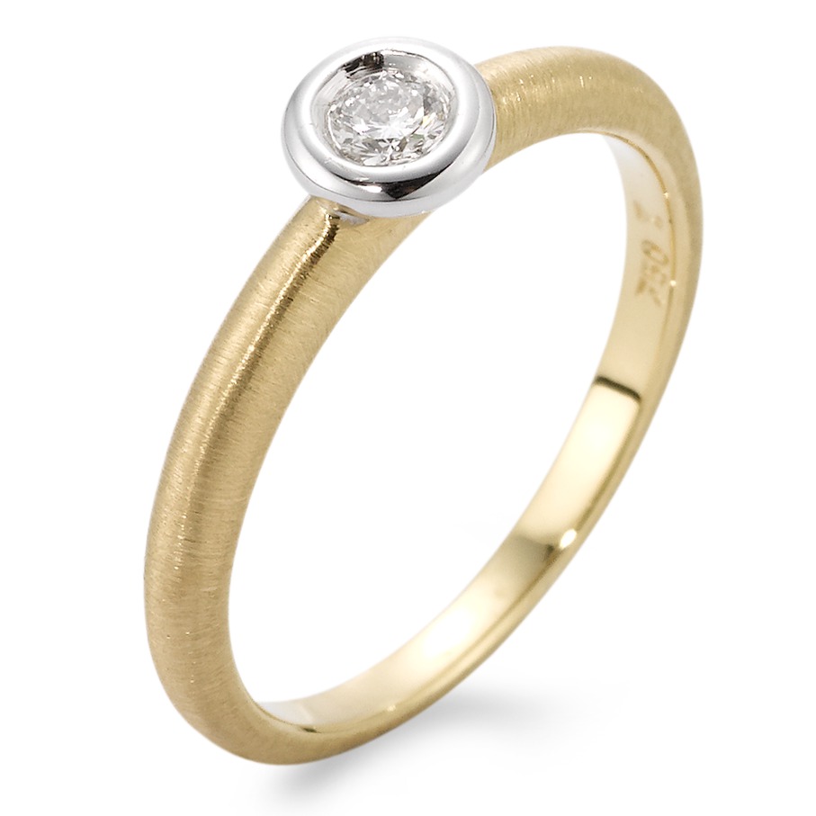 Solitär Ring 750/18 K Gelbgold, 750/18 K Weissgold Diamant 0.10 ct, w-si-563012