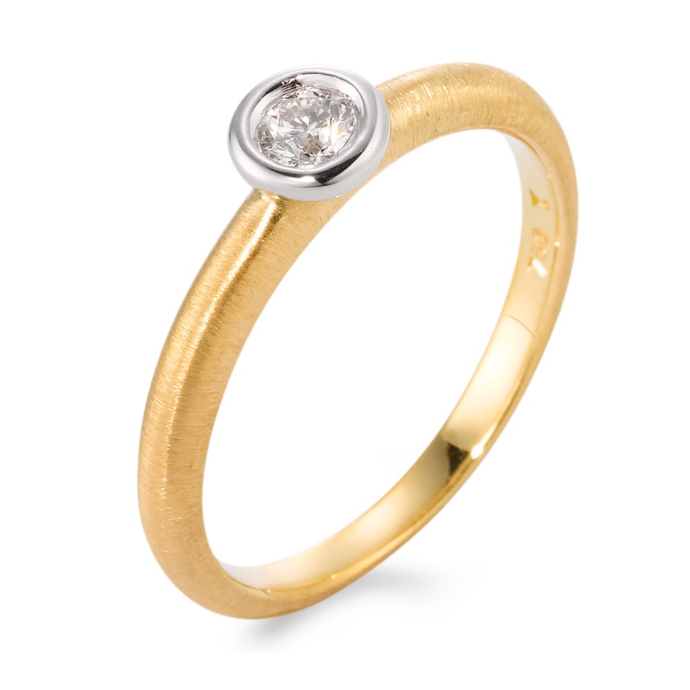 Solitär Ring 750/18 K Gelbgold, 750/18 K Weissgold Diamant 0.15 ct, w-si-563013