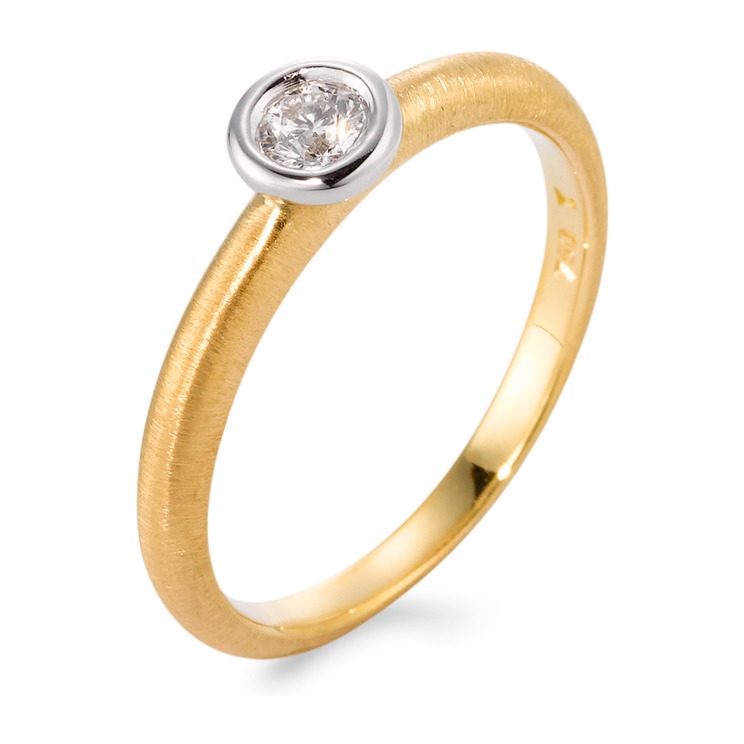 Solitär Ring 750/18 K Gelbgold, 750/18 K Weissgold Diamant 0.23 ct, w-si-563014