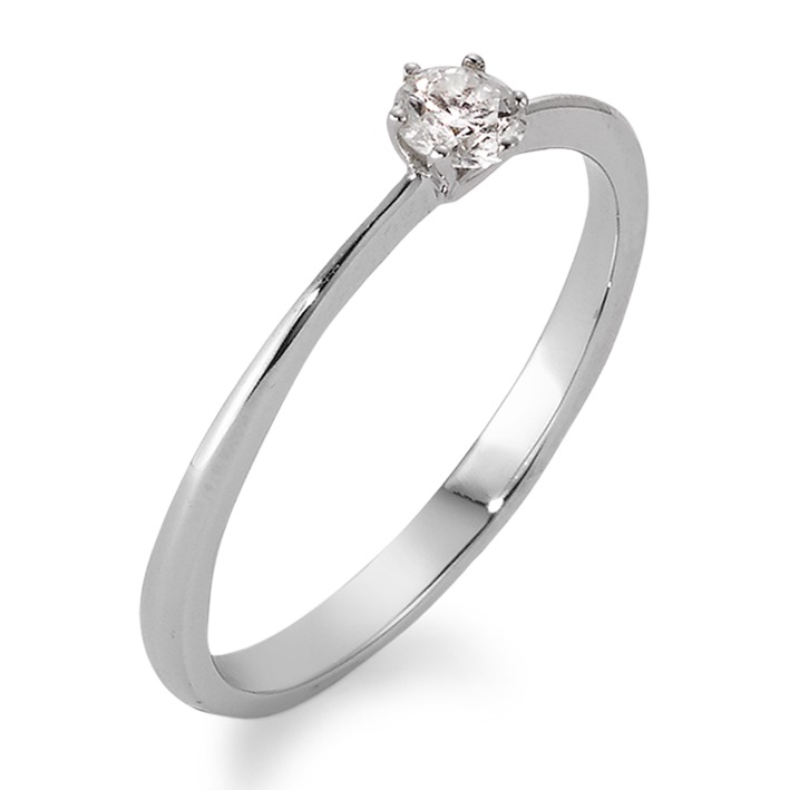 Solitär Ring 750/18 K Weissgold Diamant 0.10 ct, w-si-563019