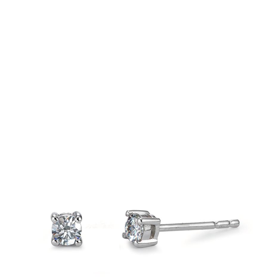 Clous d'oreilles Or blanc 750/18 K Diamant 0.06 ct, 2 Pierres, w-si Ø2 mm-563047