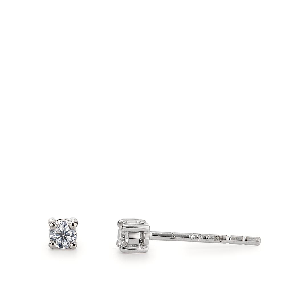 Clous d'oreilles Or blanc 750/18 K Diamant 0.08 ct, 2 Pierres, w-si Ø2.5 mm-563048