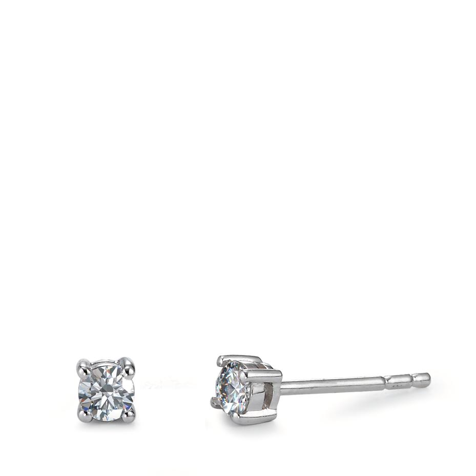 Clous d'oreilles Or blanc 750/18 K Diamant 0.15 ct, 2 Pierres, w-si Ø3 mm-563050