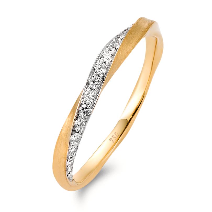 Fingerring 750/18 K Gelbgold Diamant 0.157 ct, 16 Steine, w-si-563324