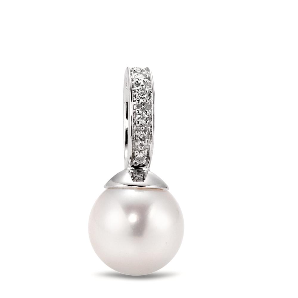 Pendentif Or blanc 750/18 K Diamant 0.04 ct, 6 Pierres, w-si perle d'eau douce-563329