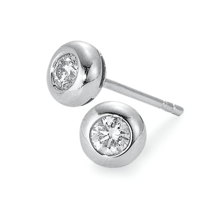 Clous d'oreilles Or blanc 750/18 K Diamant 0.05 ct, 2 Pierres, w-si Ø4 mm-563434