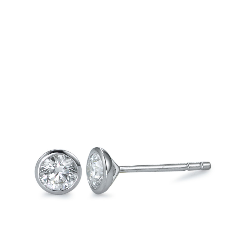 Clous d'oreilles Or blanc 750/18 K Diamant 0.40 ct, 2 Pierres, w-si Ø4.5 mm-563549