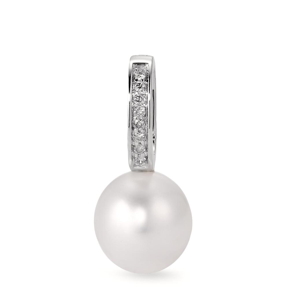 Pendentif Or blanc 750/18 K Diamant 0.04 ct, w-si perle d'eau douce-563591