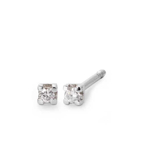 Clous d'oreilles Or blanc 750/18 K Diamant 0.06 ct, 2 Pierres, vsi-564280