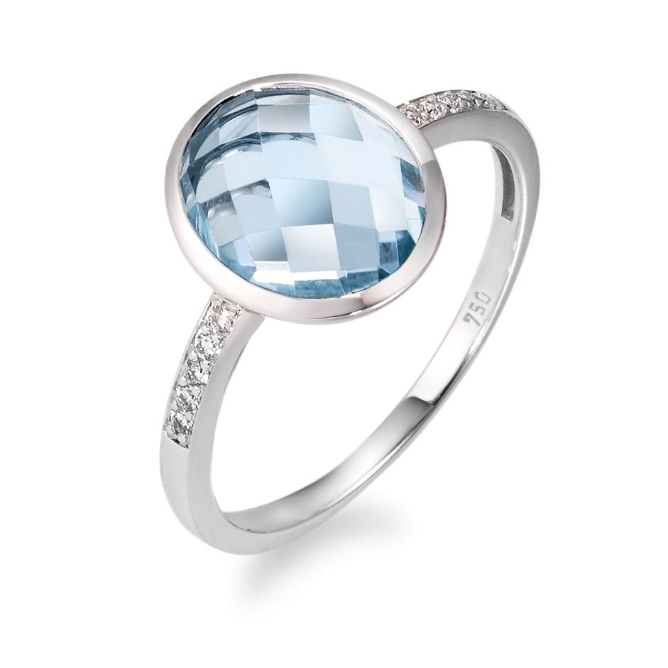 Bague Or blanc 750/18 K Diamant bleu, 0.05 ct, 10 Pierres, brillant, w-si-565872