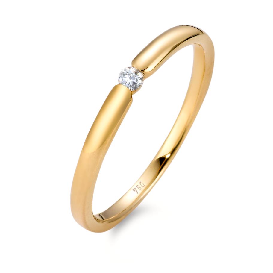 Solitär Ring 750/18 K Gelbgold Diamant weiss, 0.04 ct, Brillantschliff, w-si-565953