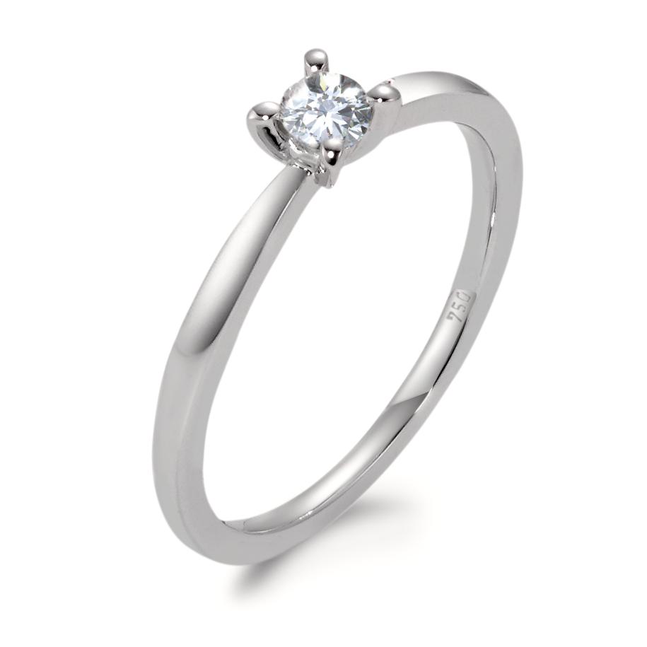 Solitär Ring 750/18 K Weissgold Diamant weiss, 0.15 ct, Brillantschliff, w-si-566058