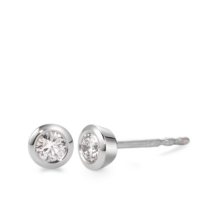 Clous d'oreilles Or blanc 750/18 K Diamant blanc, 0.05 ct, 2 Pierres, brillant, w-si Ø3.5 mm-566092