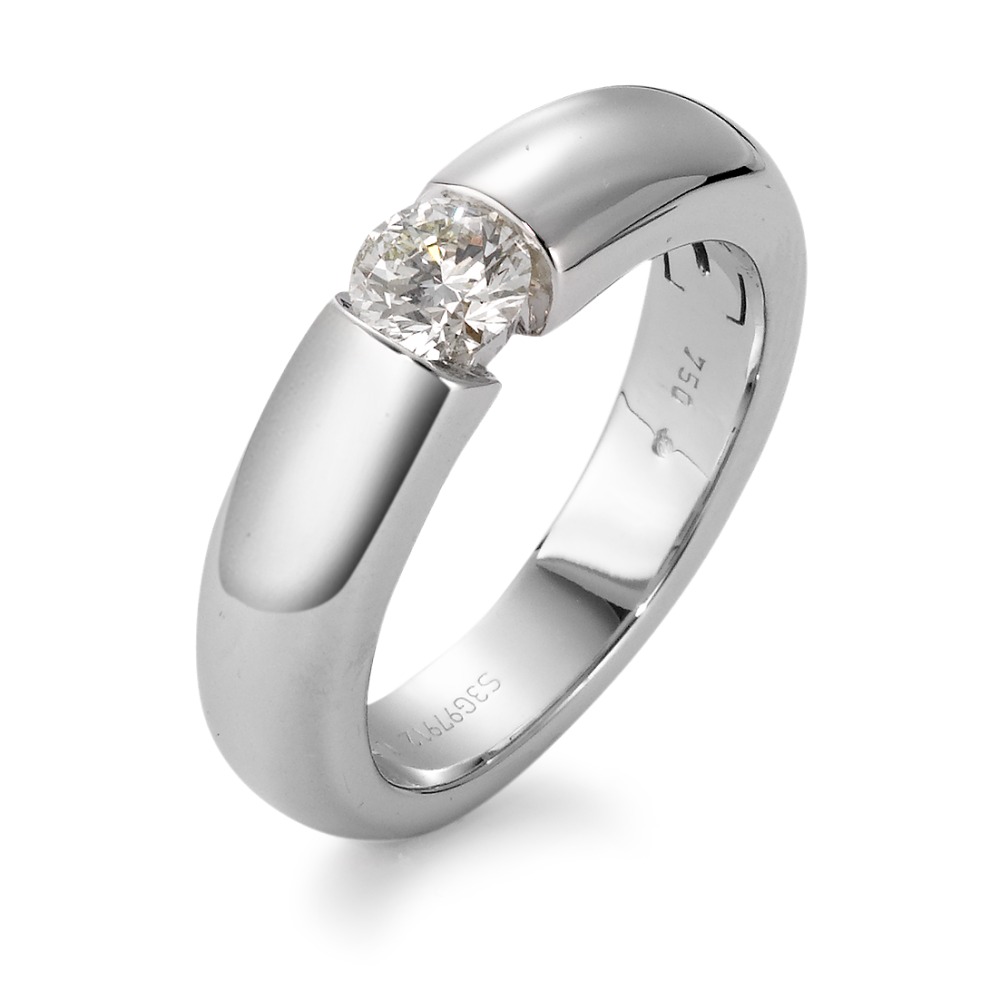 Solitär Ring 750/18 K Weissgold Diamant weiss, 0.50 ct, Brillantschliff, si, IGI Ø5 mm-566159