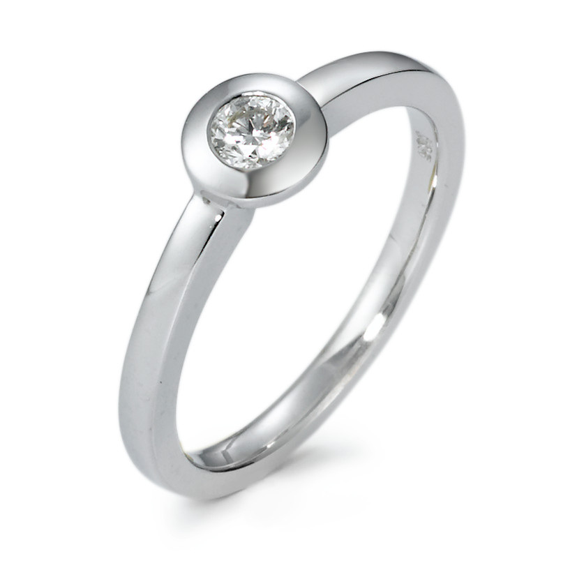 Solitär Ring 585/14 K Weissgold Diamant 0.15 ct, w-si-570580