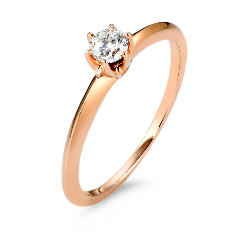Solitär Ring 585/14 K Rosegold Diamant 0.20 ct, w-si-570602