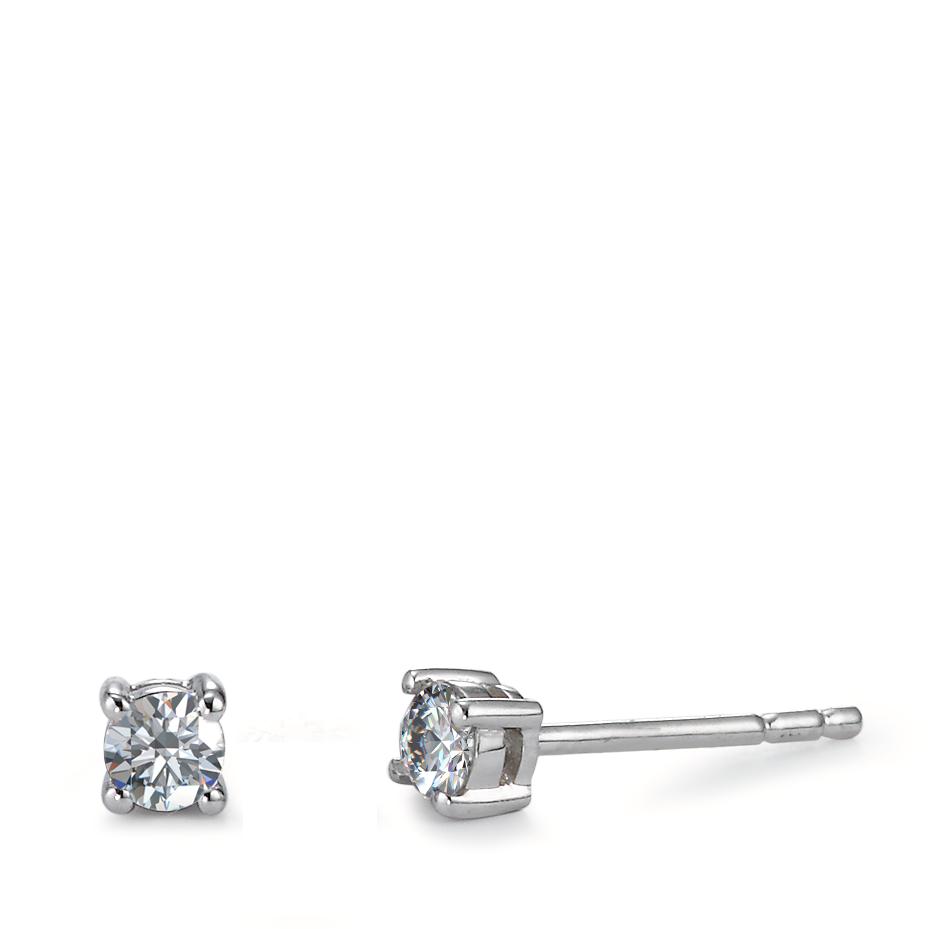 Clous d'oreilles Or blanc 750/18 K Diamant 0.24 ct, 2 Pierres, w-si Ø3.2 mm-570647