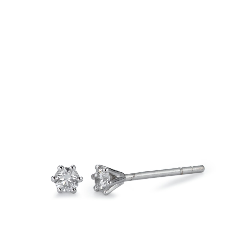 Clous d'oreilles Or blanc 750/18 K Diamant 0.15 ct, 2 Pierres, w-si Ø3 mm-570649