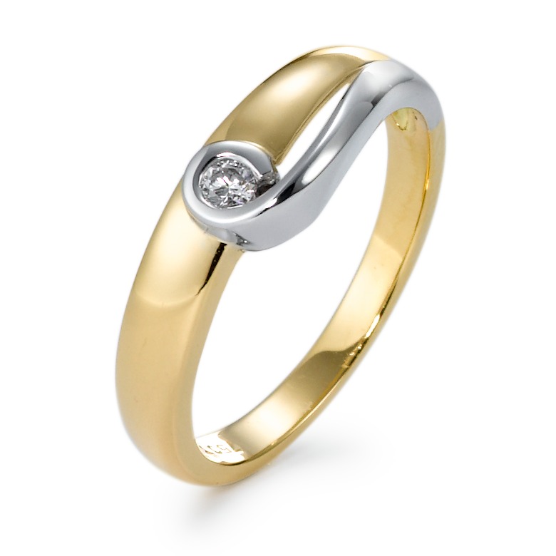Fingerring 750/18 K Gelbgold, 750/18 K Weissgold Diamant 0.05 ct, w-si-570706