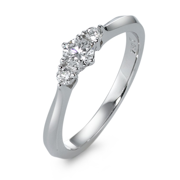 Fingerring 750/18 K Weissgold Diamant 0.32 ct, 3 Steine, w-si-570804