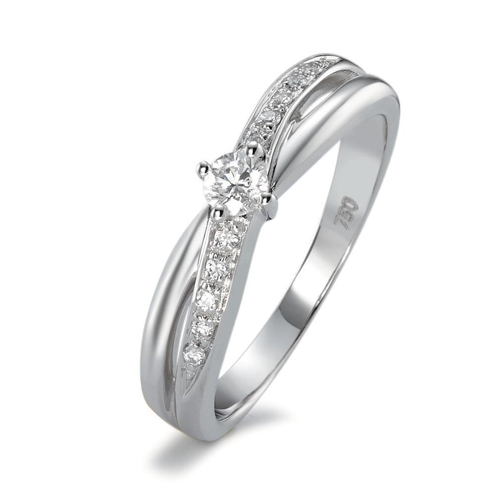 Fingerring 750/18 K Weissgold Diamant 0.16 ct, 11 Steine, w-si-570817