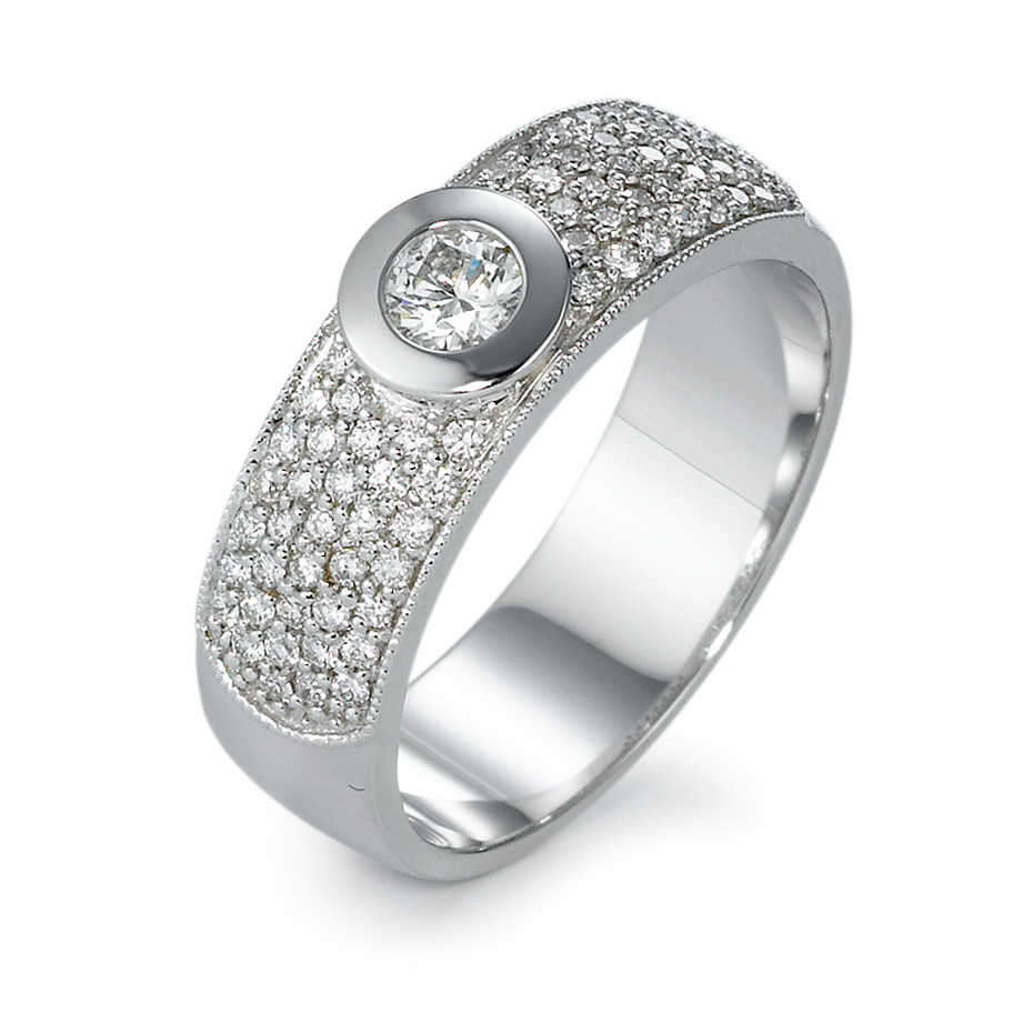 Fingerring 750/18 K Weissgold Diamant 0.66 ct, 71 Steine, w-si-570851