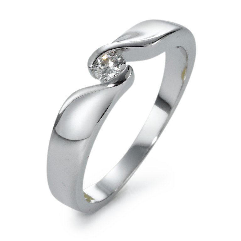 Solitär Ring 750/18 K Weissgold Diamant 0.10 ct, w-si-570859