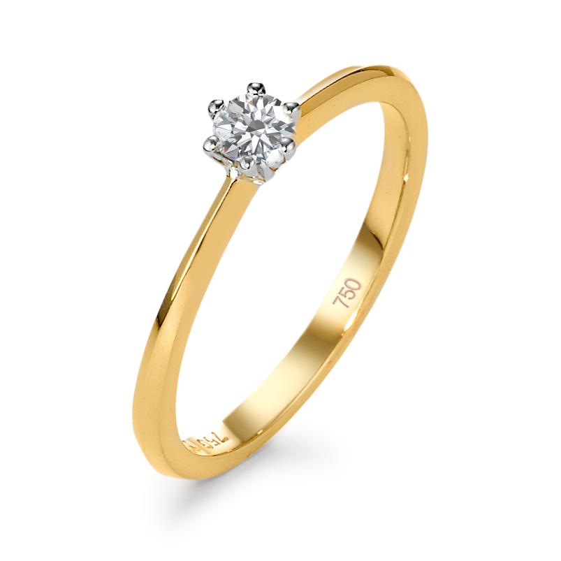 Solitär Ring 750/18 K Gelbgold, 750/18 K Weissgold Diamant 0.15 ct, w-si-570861