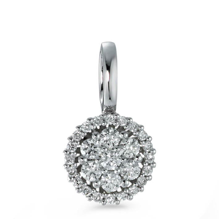Anhänger 750/18 K Weissgold Diamant 0.26 ct, 27 Steine, Brillantschliff, w-si Ø8 mm-573379
