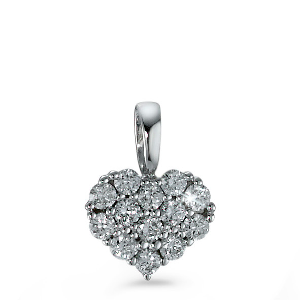 Anhänger 750/18 K Weissgold Diamant 0.18 ct, 13 Steine, Brillantschliff, w-si Herz-573398