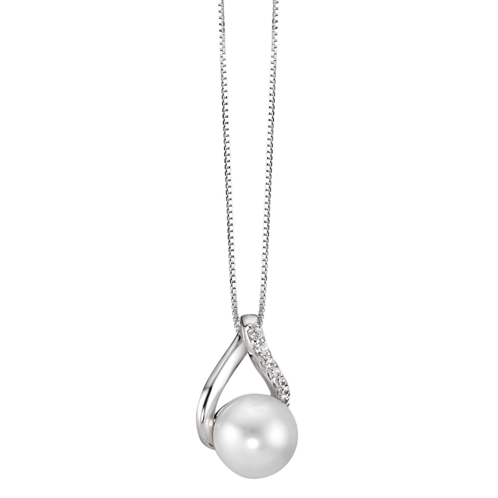 Chaînette avec pendentif Or blanc 750/18 K perle d'eau douce 42 cm-577492