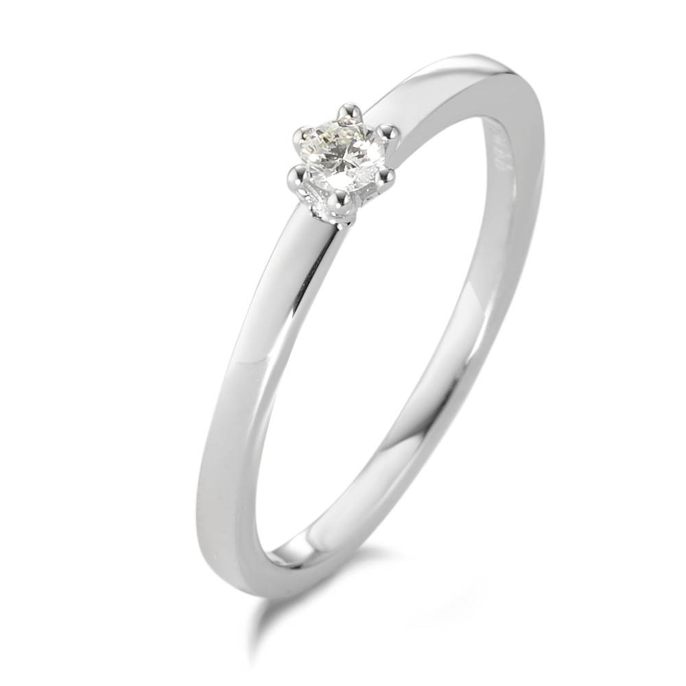 Solitär Ring 750/18 K Weissgold Diamant weiss, 0.09 ct, Brillantschliff, w-si-583669