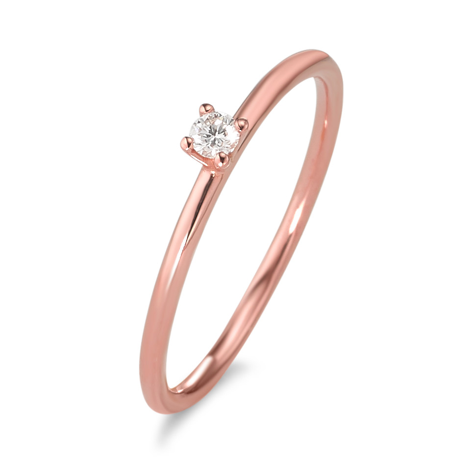 Bague solitaire Or rouge 750/18 K Diamant 0.05 ct, w-si-584214