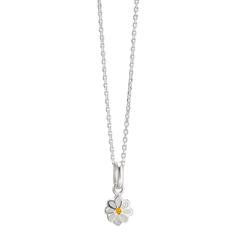 Halskette mit Anhänger Silber lackiert Blume 36-38 cm verstellbar-586165