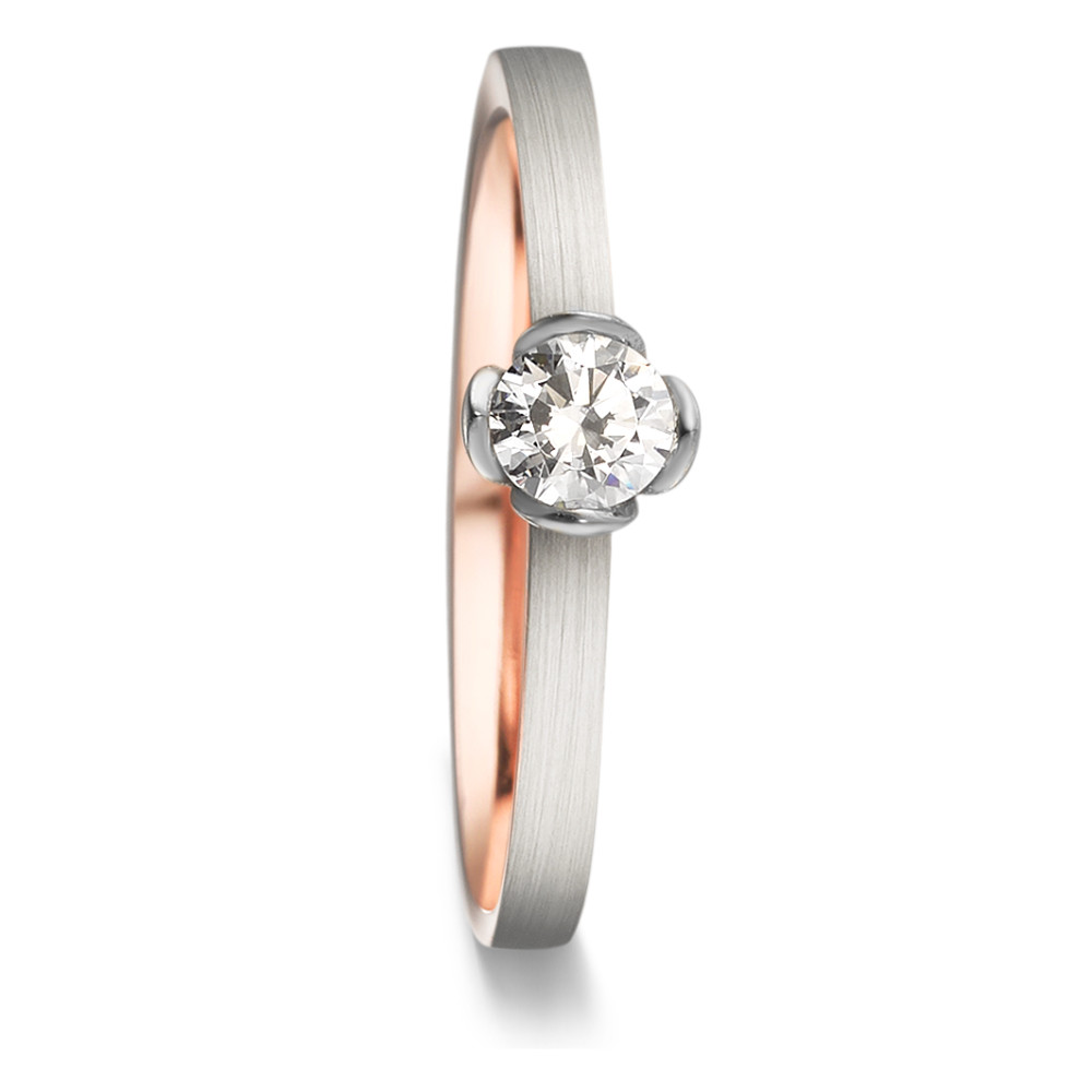 Solitär Ring 750/18 K Rotgold, 750/18 K Weissgold Diamant 0.25 ct, tw-vsi-586926