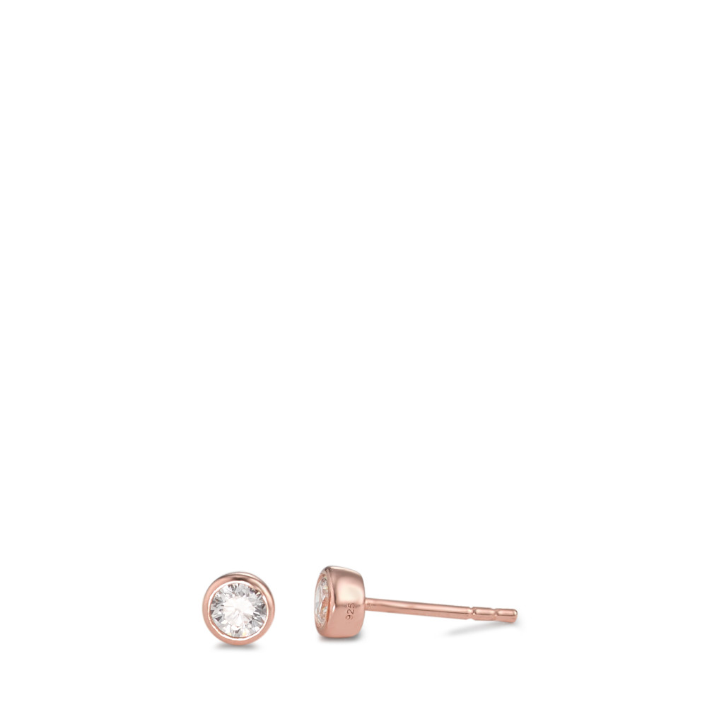 Clous d'oreilles Argent Zircone 2 Pierres rosé Plaqué or Ø4.5 mm-587171