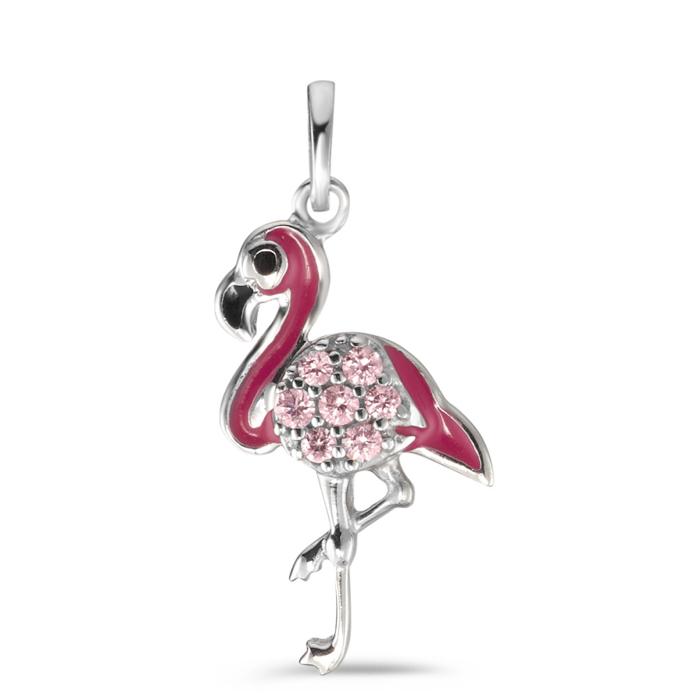 Anhänger Silber Zirkonia rosa, 7 Steine lackiert Flamingo-588148
