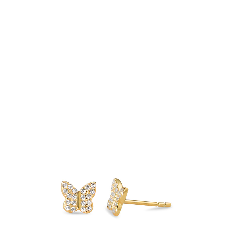 Clous d'oreilles Argent Zircone jaune Plaqué or Papillon-588252