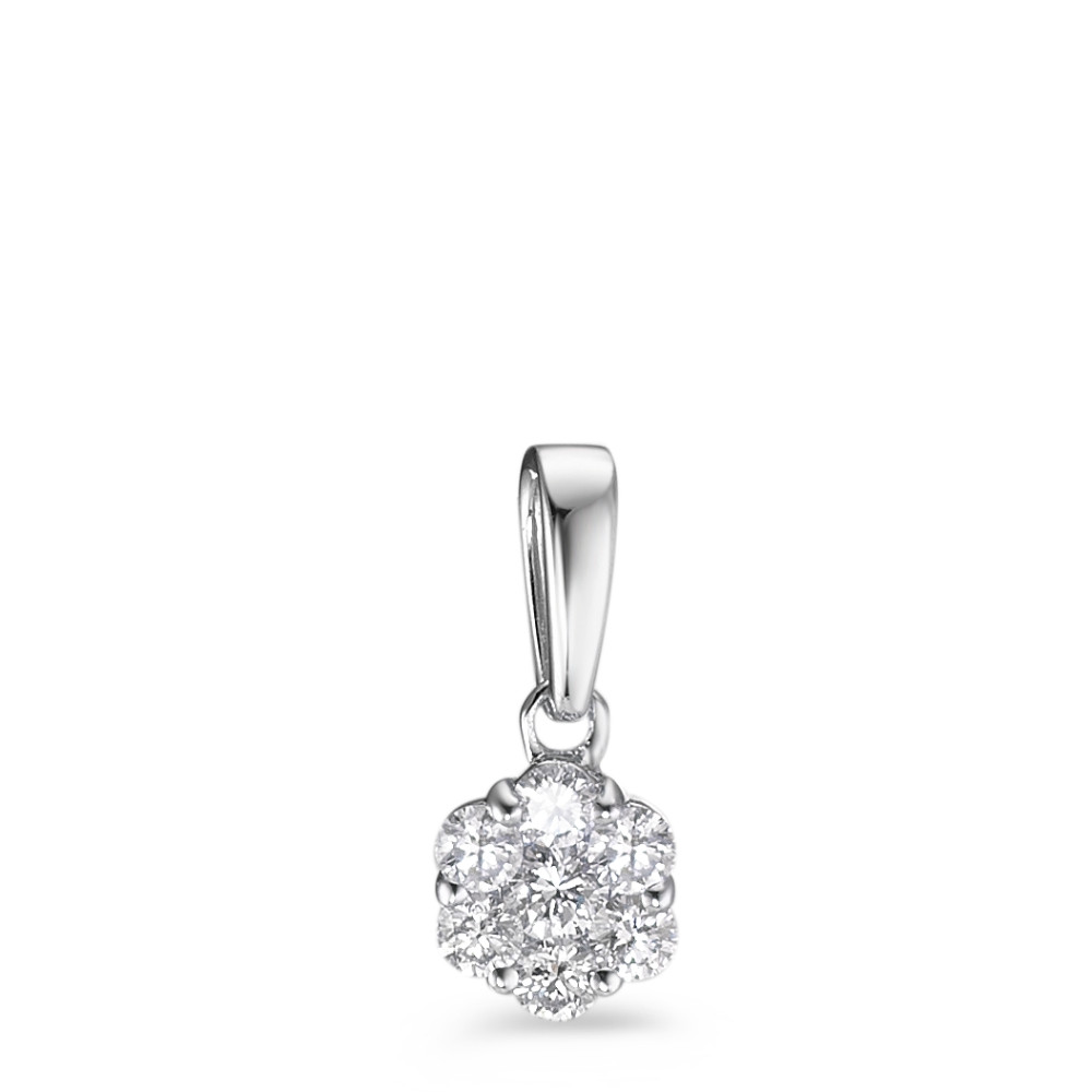 Pendentif Or blanc 375/9 K Diamant 0.18 ct, 7 Pierres, w-si Ø5 mm-589305